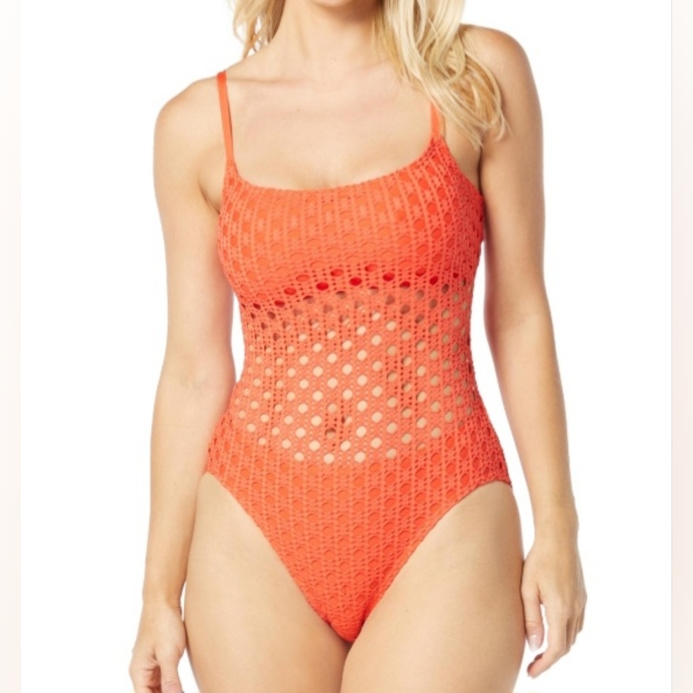 Carmen Marc Valvo Women's Crochet One-Piece Swimsuit - Size 10